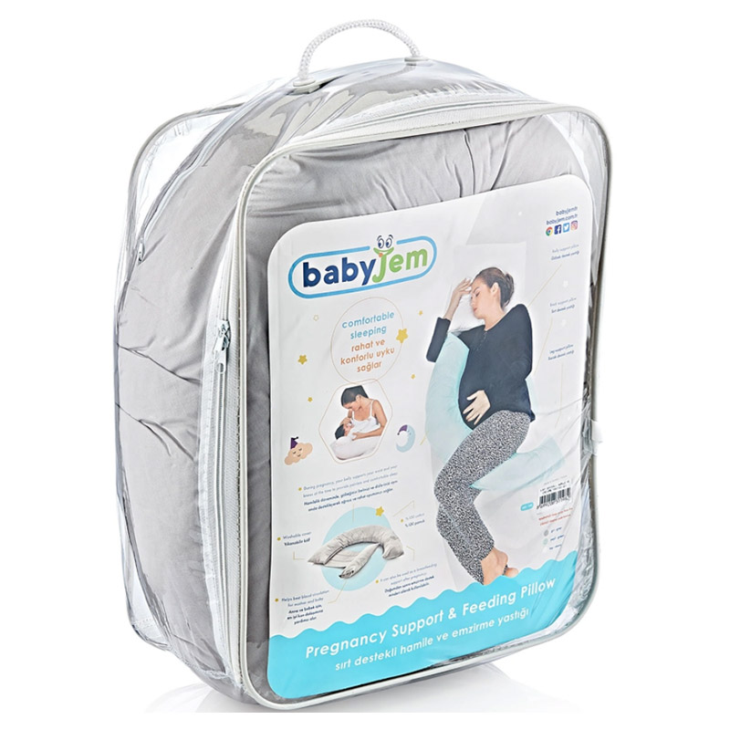Babyjem - Pregnancy Support & Feeding Pillow - Grey
