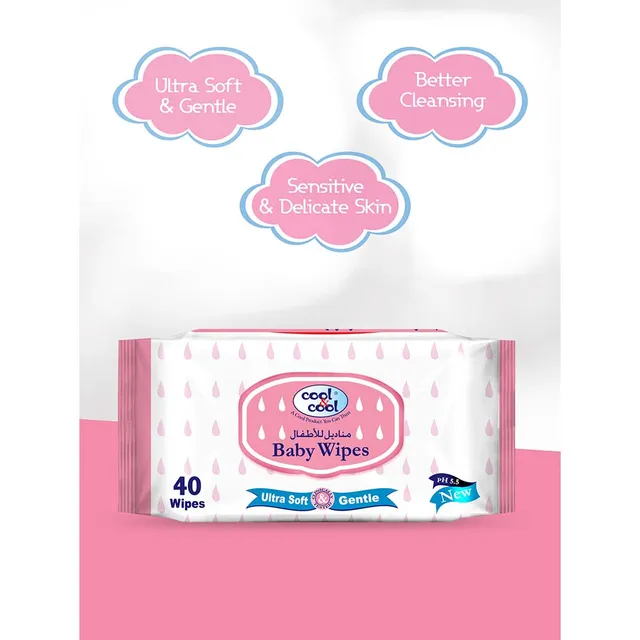 Cool & Cool - Baby Wipes, 40 Pack - 3+1 Free