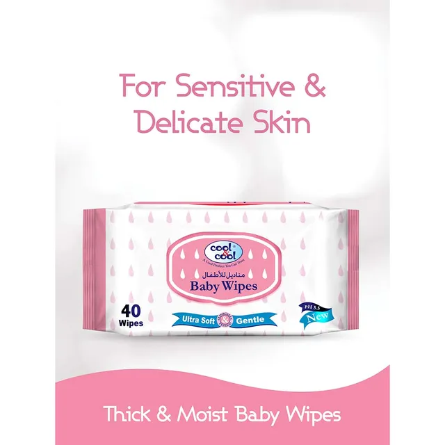 Cool & Cool - Baby Wipes, 40 Pack - 3+1 Free