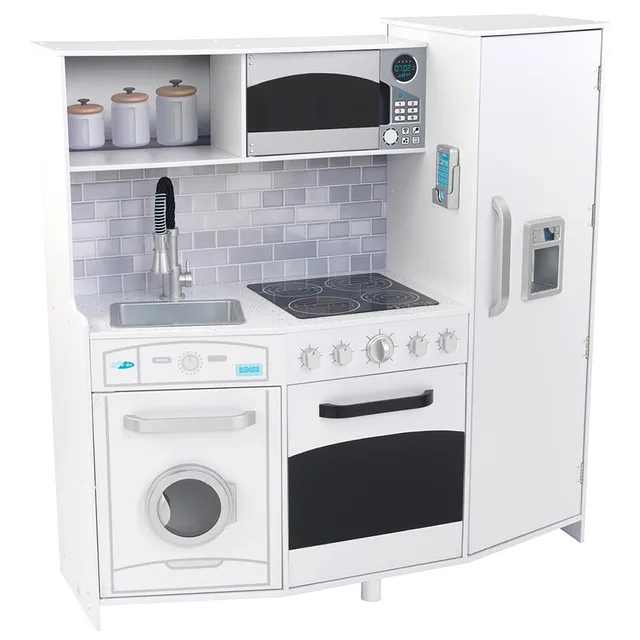 KidKraft Large Play Kitchen - White Wooden Pretend Cooking Set for Kids