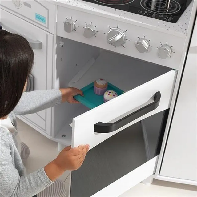 KidKraft Large Play Kitchen - White Wooden Pretend Cooking Set for Kids