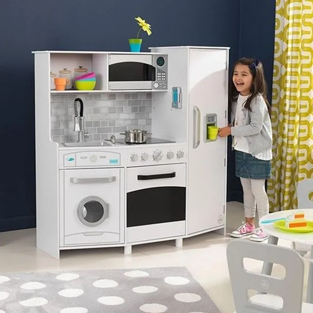 KidKraft Large Play Kitchen - White Wooden Pretend Cooking Set for Kids