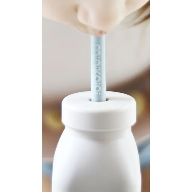 Minikoioi - Bottle & Straw - Mellow Yellow/Powder Grey