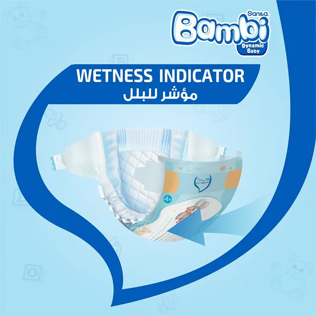 Sanita Bambi - Baby Diapers Mega Pack Size 4+, Large plus, 10-18 KG, 78 Count