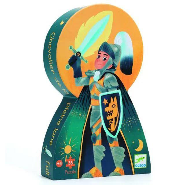 Djeco - Full Moon Knight Silhouette Puzzle - 36Pcs