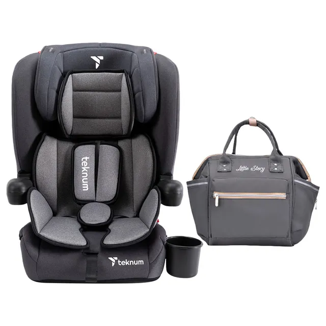 Teknum - Pack and Go Foldable Car Seat w/ Ace Diaper Bag - Grey