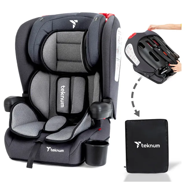 Teknum - Pack and Go Foldable Car Seat w/ Ace Diaper Bag - Grey