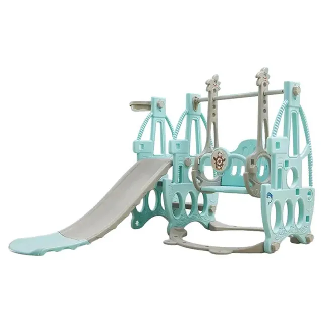 Little Story 3-in-1 Swing with Slide - Indoor/Outdoor Playset for 1-6 Years, Slide, Climbing Steps, Green