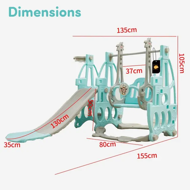 Little Story 3-in-1 Swing with Slide - Indoor/Outdoor Playset for 1-6 Years, Slide, Climbing Steps, Green