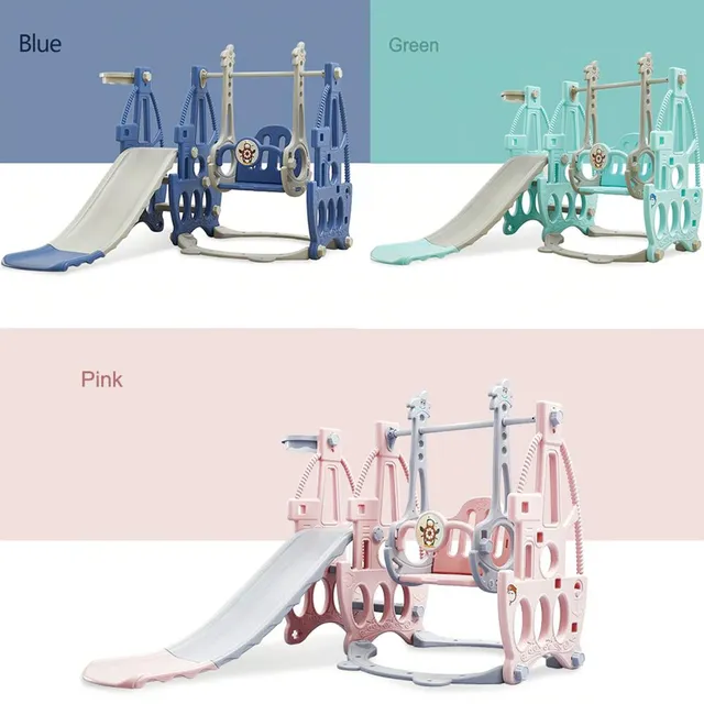 Little Story 3-in-1 Swing with Slide - Indoor/Outdoor Playset for 1-6 Years, Slide, Climbing Steps, Green