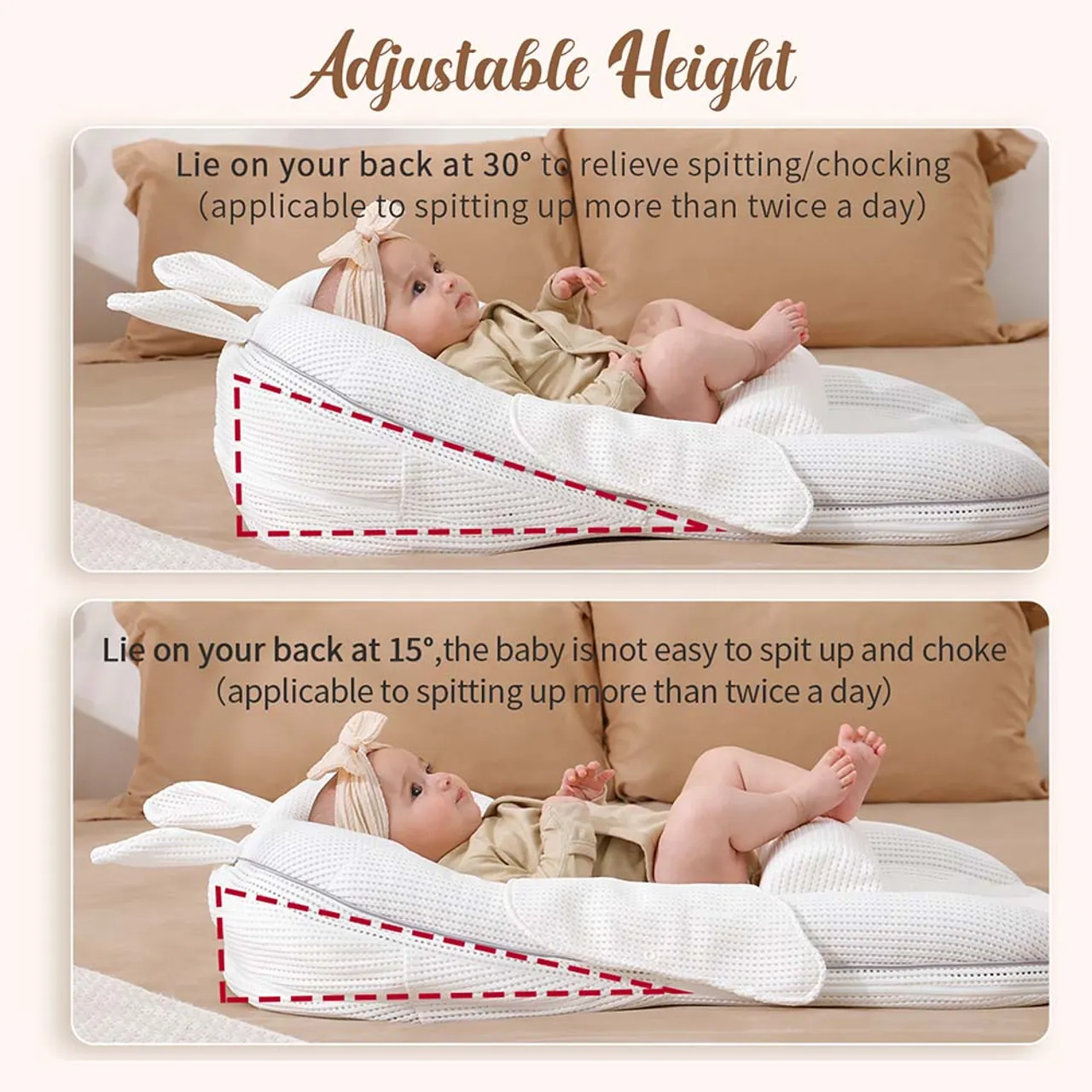 Sunveno Portable Baby Anti-Spill U Shape Pillow with Slope Pad & Hip Pillow – White, Comfortable & Safe for Newborns