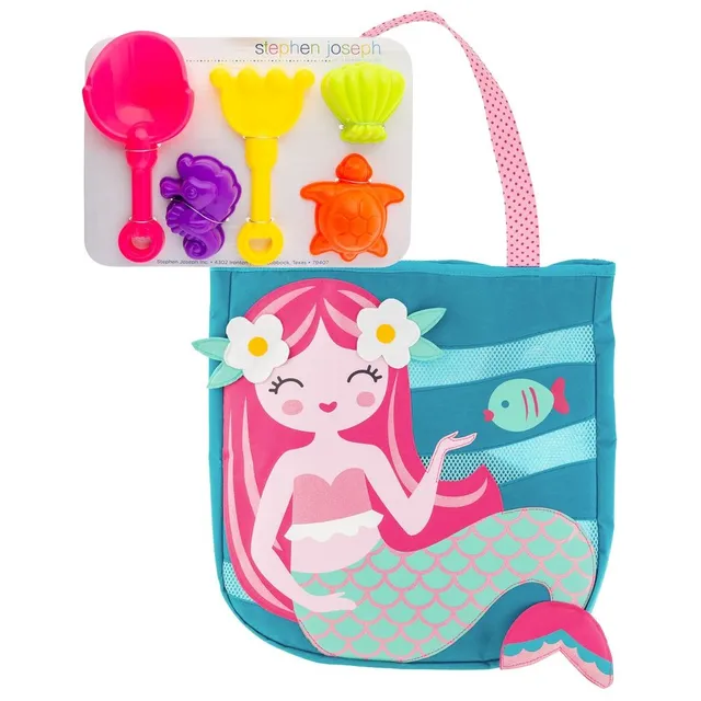Stephen Joseph - Beach Tote with Sand Toy Playset - Mermaid