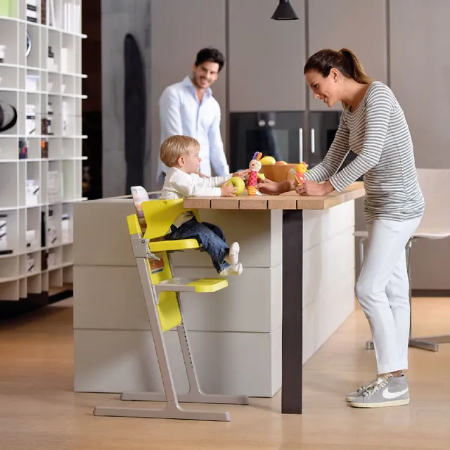 Brevi Slex Evo Premium High Chair 0-6 Months, Adjustable Seat & Footrest, Steel, Anthracite Grey