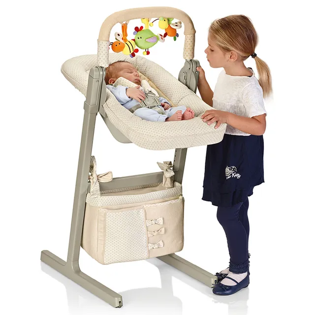 Brevi Slex Evo Premium High Chair 0-6 Months, Adjustable Seat & Footrest, Steel, Anthracite Grey