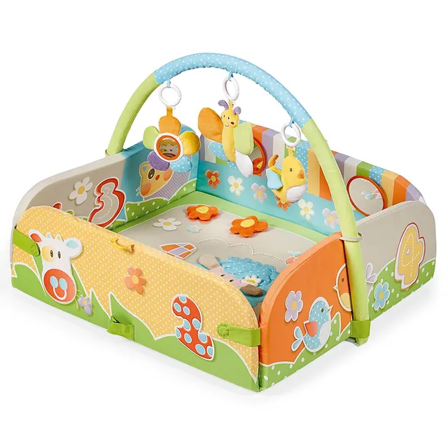 Brevi Soft & Play 4-in-1 Convertible Playpen, Activity Gym, Toy Bar, Phthalates Free, for 6M+, L95xB40xH60cm