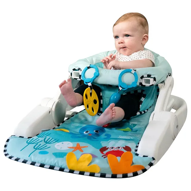 Baby Einstein Ocean Explorers 2-in-1 Floor Seat - Adjustable, Foldable, Washable High Chair, 4-12m