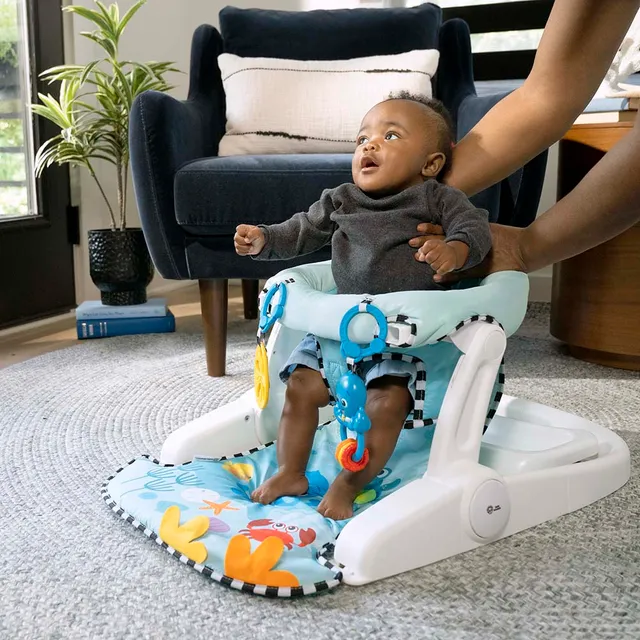 Baby Einstein Ocean Explorers 2-in-1 Floor Seat - Adjustable, Foldable, Washable High Chair, 4-12m