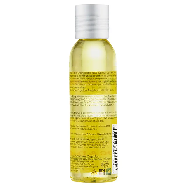 Nature's Baby Organics Baby Oil, Mandarin Coconut 4 oz