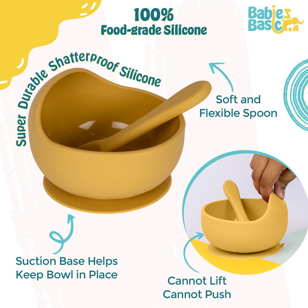 Babies Basic - Silicone Feeding Set - 2 Pcs - Yellow