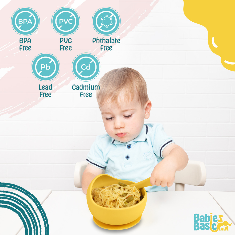 Babies Basic - Silicone Feeding Set - 2 Pcs - Yellow