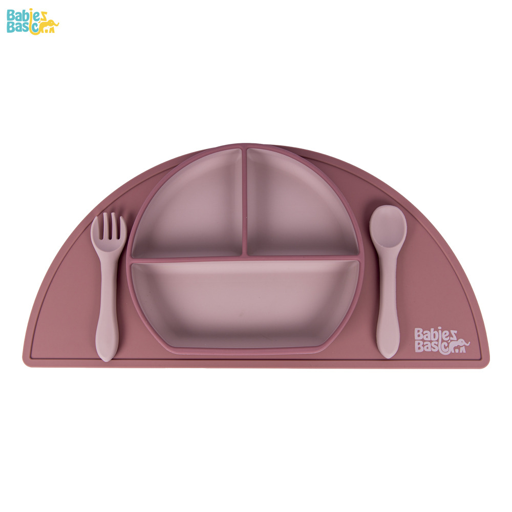 Babies Basic - Silicone Feeding Set - 3 Pcs - Pink