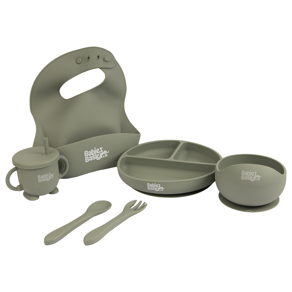 Babies Basic - Silicone Feeding Set - 6 Pcs - Green
