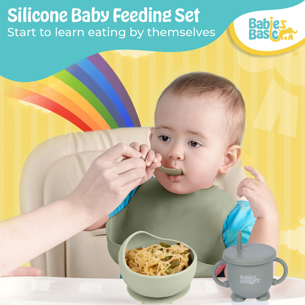 Babies Basic - Silicone Feeding Set - 6 Pcs - Green