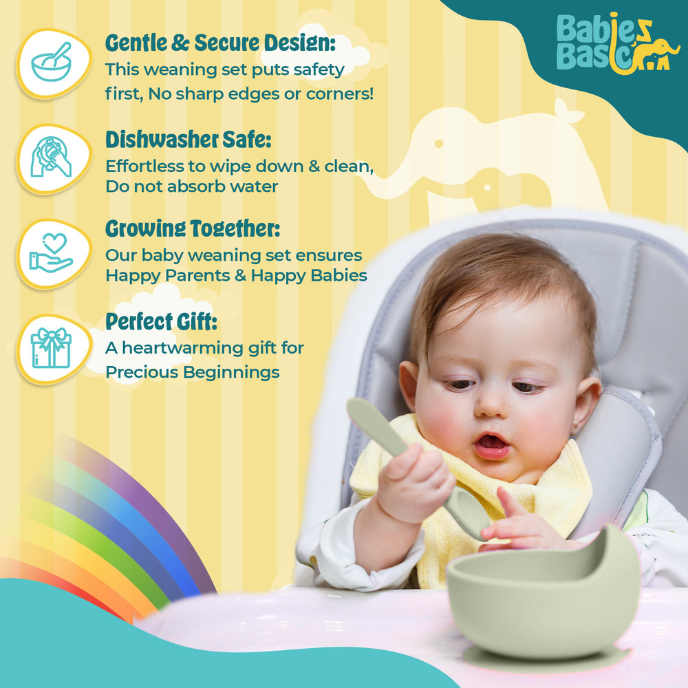 Babies Basic - Silicone Feeding Set - 6 Pcs - Green