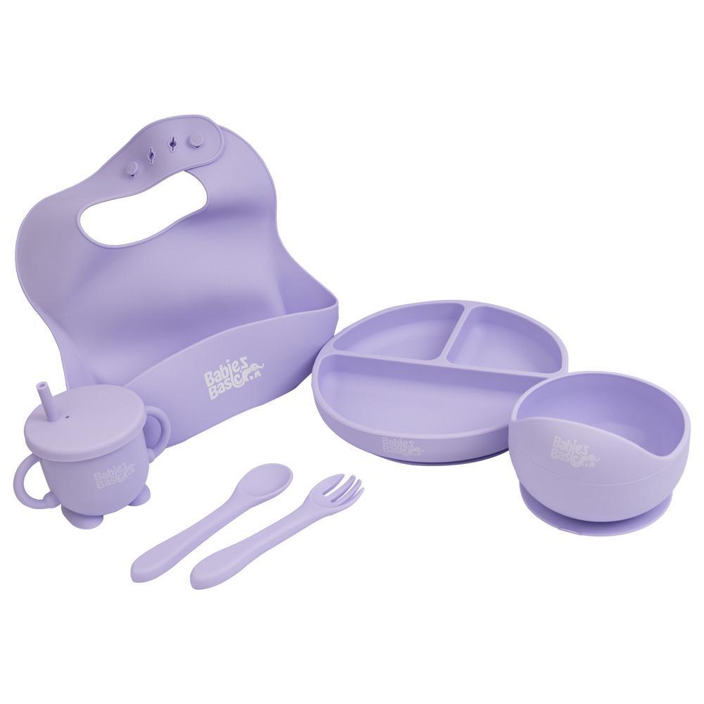 Babies Basic - Silicone Feeding Set - 6 Pcs - Purple