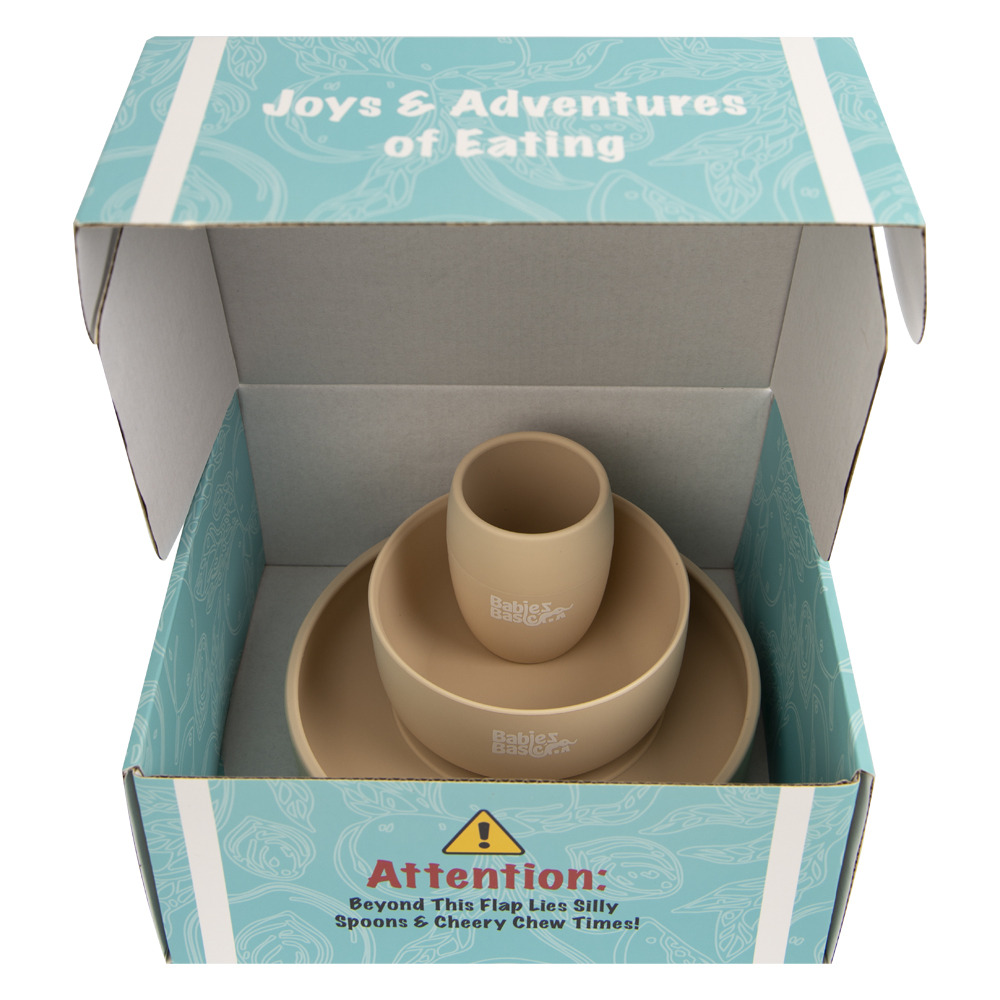 Babies Basic - Silicone Plate, Bowl and Cup- Beige