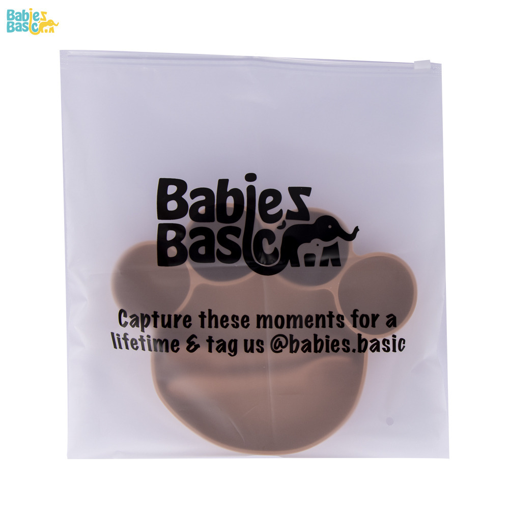 Babies Basic - Silicone Plate, Spoon and Fork Feeding Set - 3 Pcs - Brown