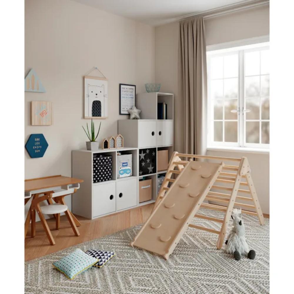 Ezzro Natural Pikler Triple Side Triangle with Toddler Climber Pikler
