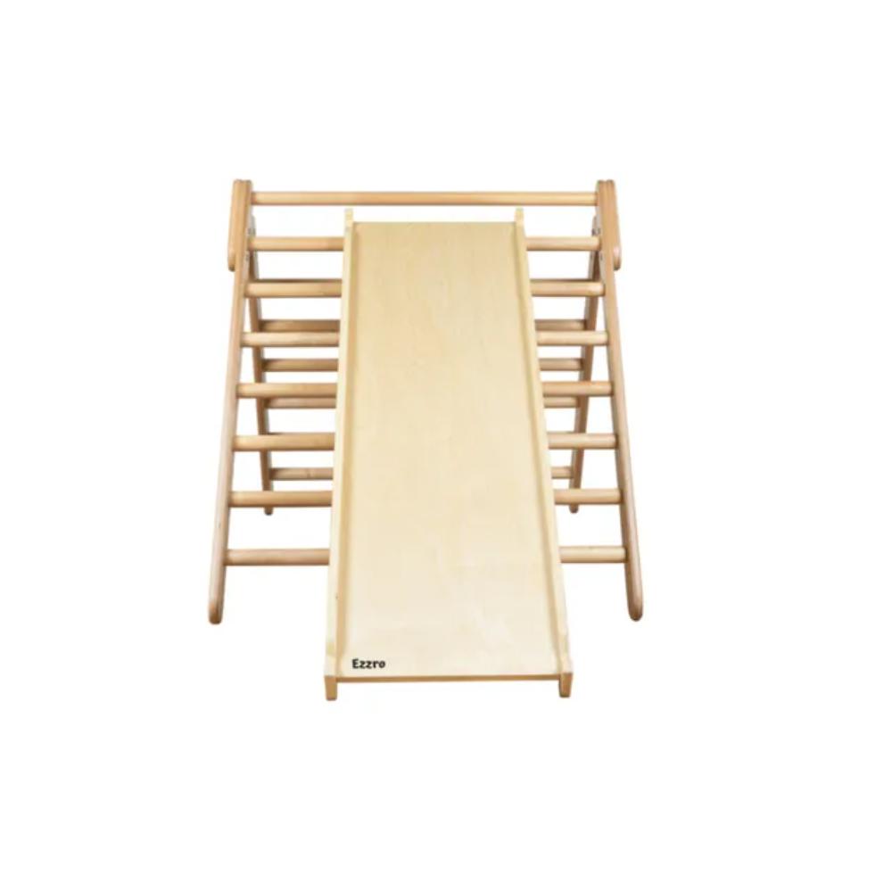 Ezzro Natural Pikler Triple Side Triangle with Toddler Climber Pikler