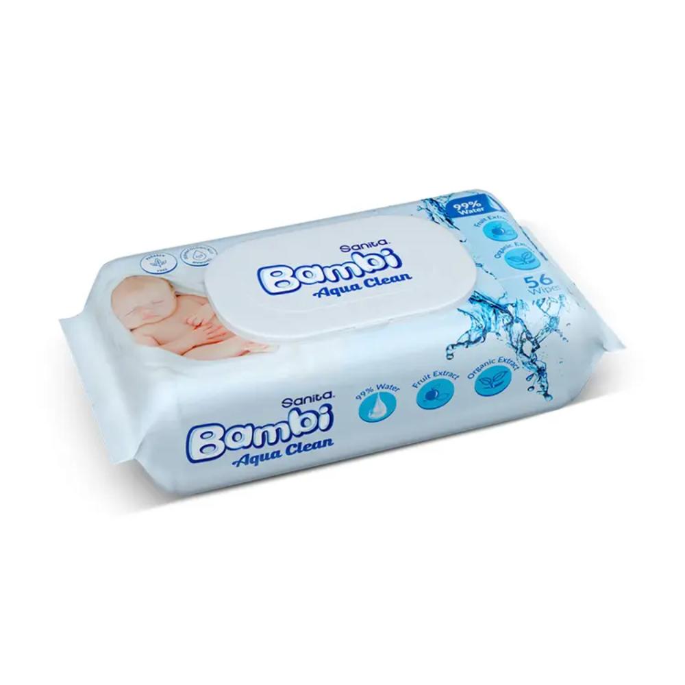 Sanita Bambi Baby Wet Wipes Fresh & Clean - 56 Wipes Gentle Care for Baby