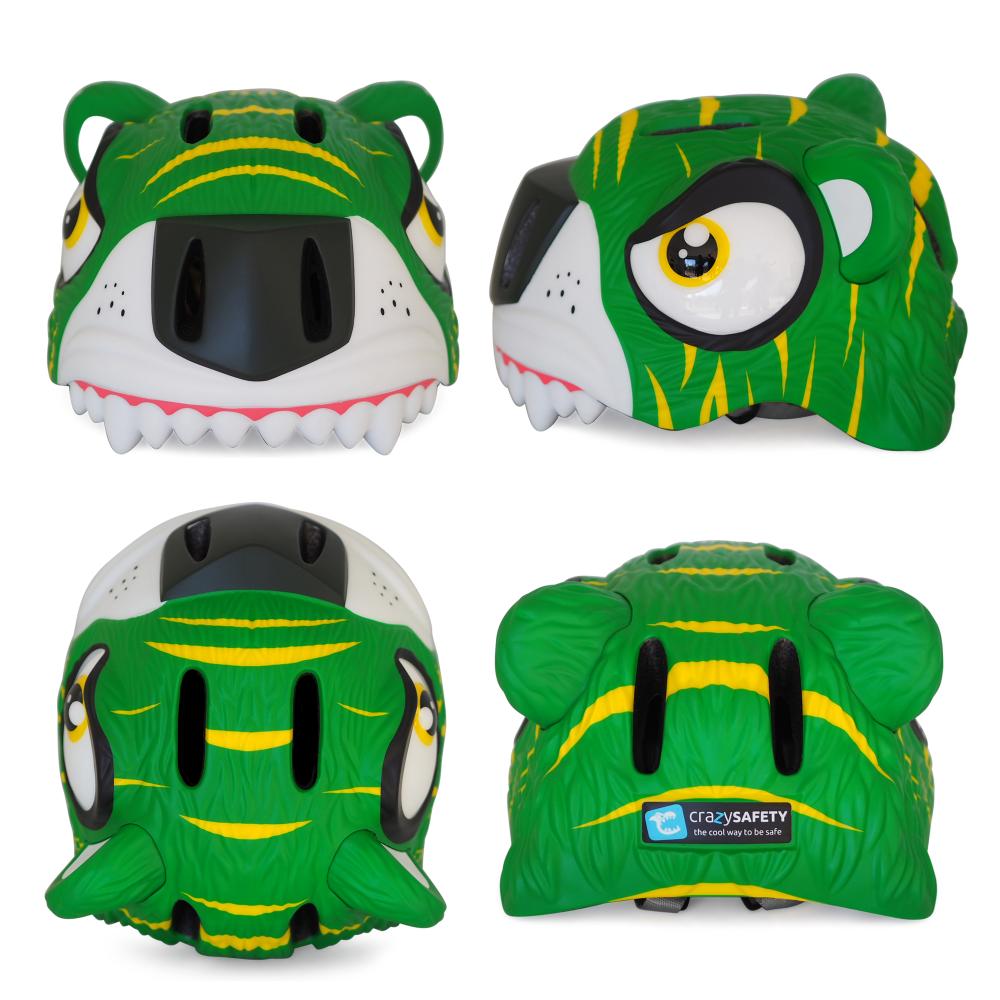 Crazy Safety - Bicycle Helmet Tiger - Green