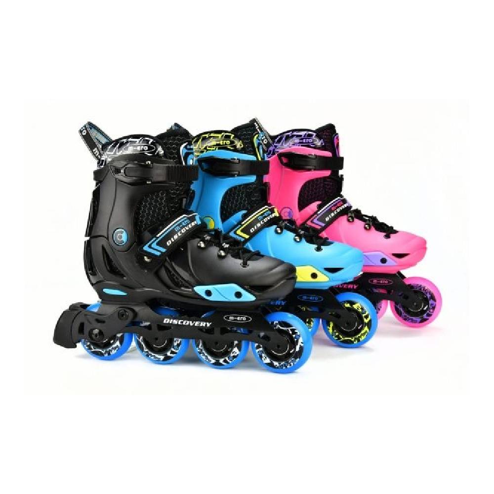 Discovery Black Inline Skates with Brake Set - Adjustable & Advanced Skating