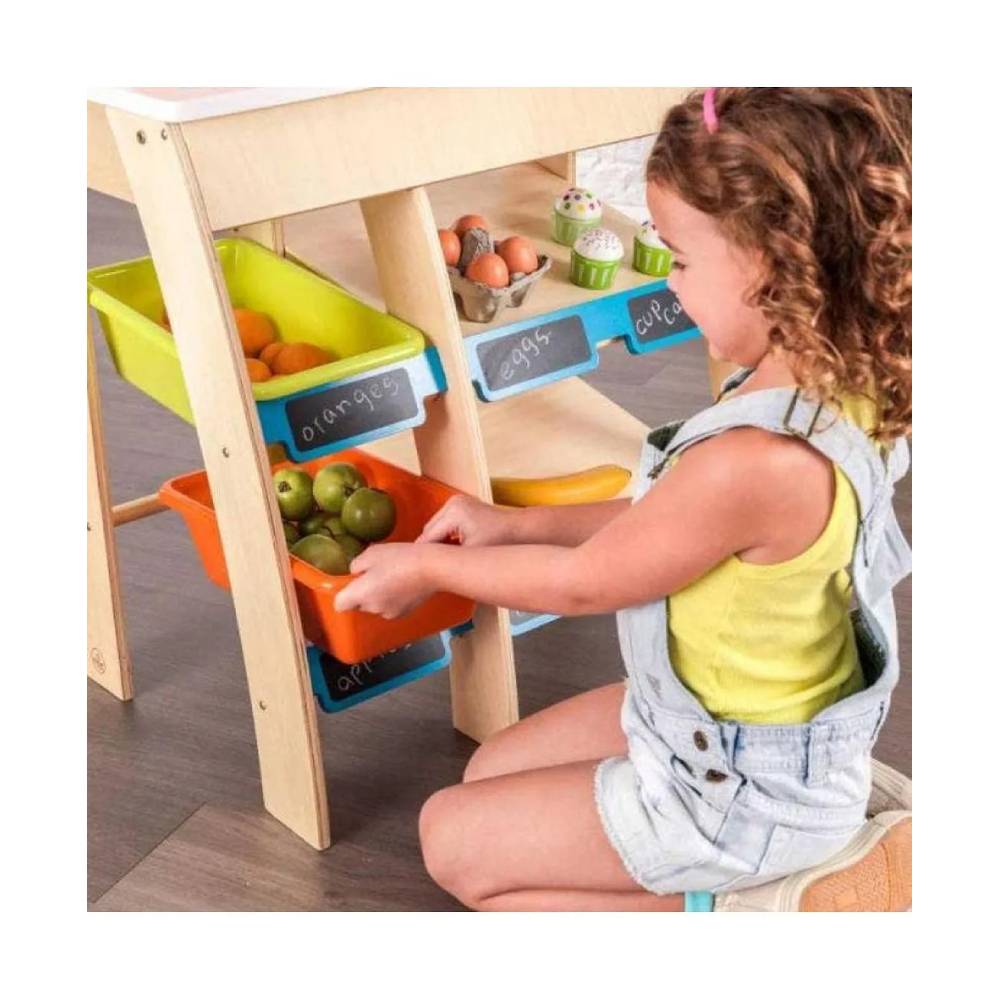 KidKraft Grocery Market Place Playset - Wooden Grocery Store for Kids with Interactive Features