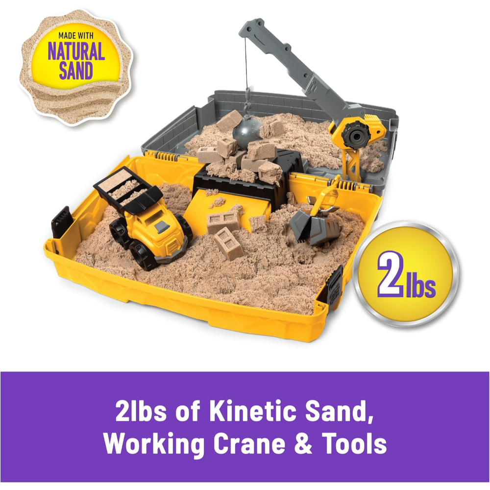Kinetic Sand Construction Folding Sandbox - 2lbs Sensory Play Set for Kids