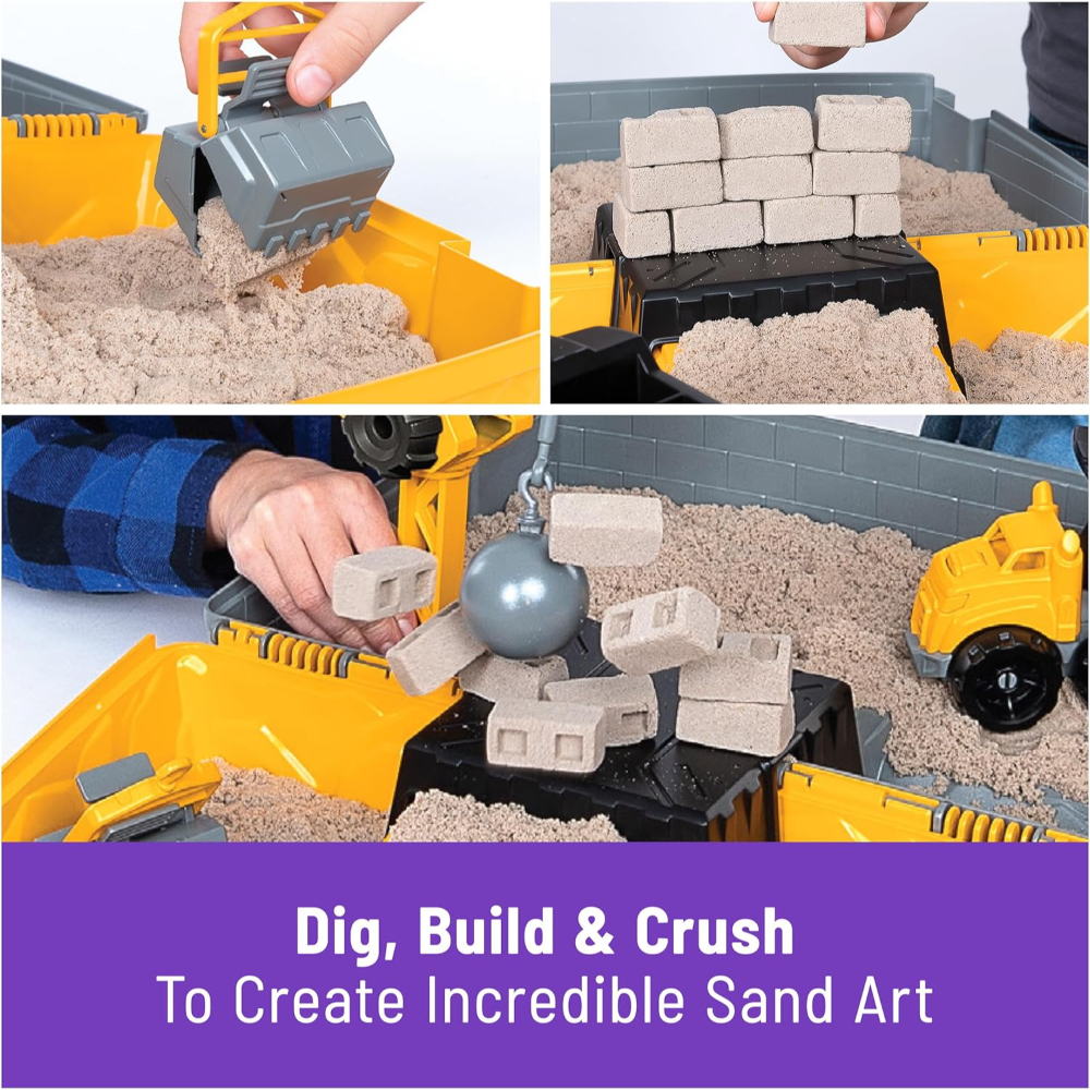 Kinetic Sand Construction Folding Sandbox - 2lbs Sensory Play Set for Kids