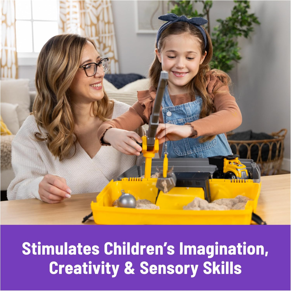 Kinetic Sand Construction Folding Sandbox - 2lbs Sensory Play Set for Kids