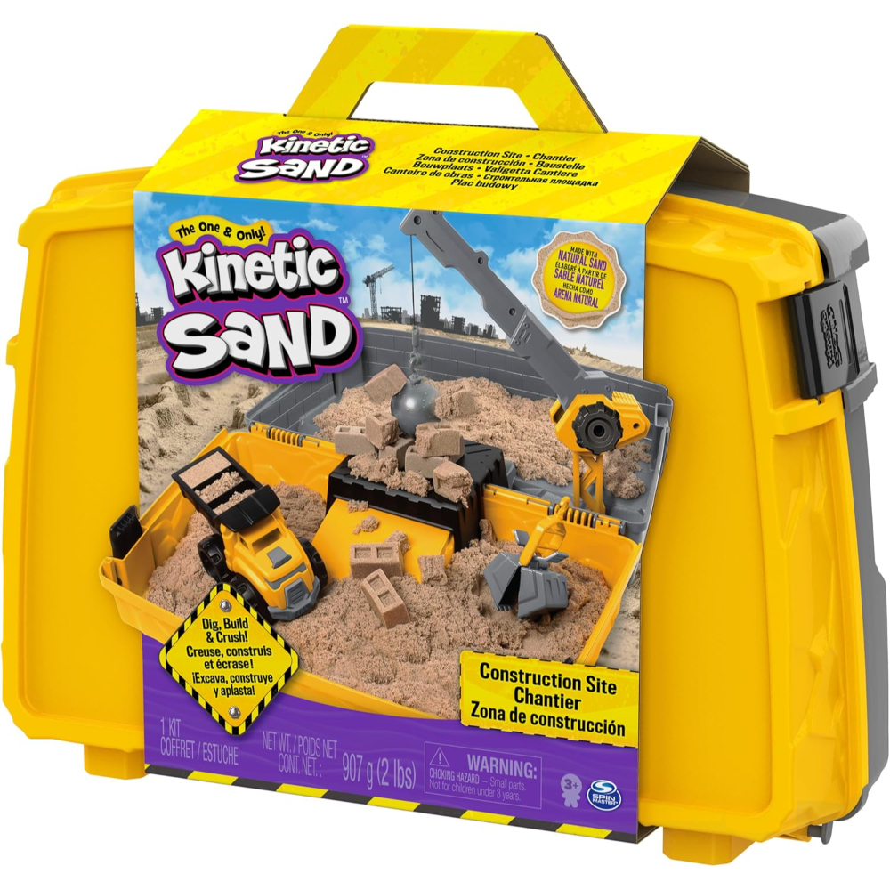 Kinetic Sand Construction Folding Sandbox - 2lbs Sensory Play Set for Kids