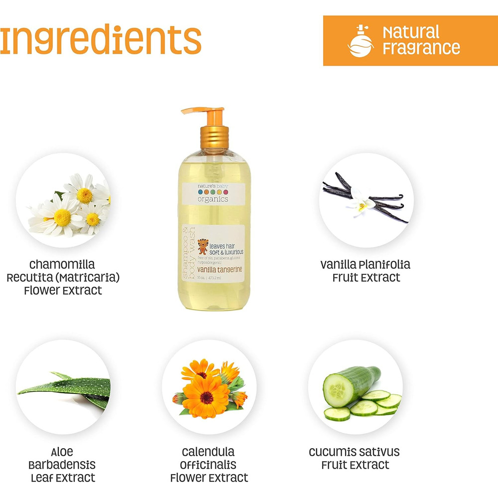 Nature's Baby Organics Shampoo and Body Wash - Vanilla Tangerine 16 oz