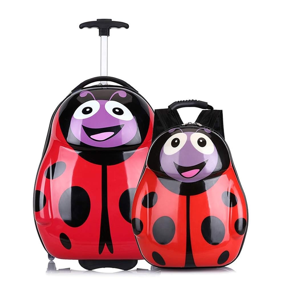 PEEKABOO Kids Carry-on Luggage Set with Smooth Rolling Wheels - Cuddlebug Design