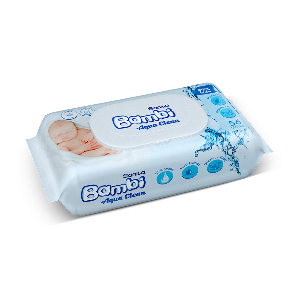 Sanita Bambi Baby Wet Wipes Aqua Clean - 56 Wipes