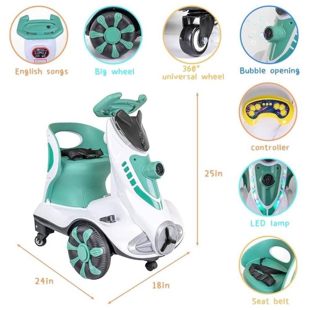 VIP STARS 6V 4A Dual Drive Kids Ride On Car With Automatic Bubble Function, 1 Piece Assorted