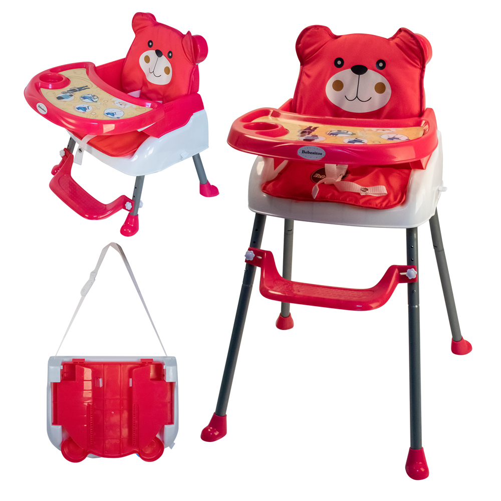 Bebesitos - 3-In-1 Foldable Highchair With Removable Cushion - Pink