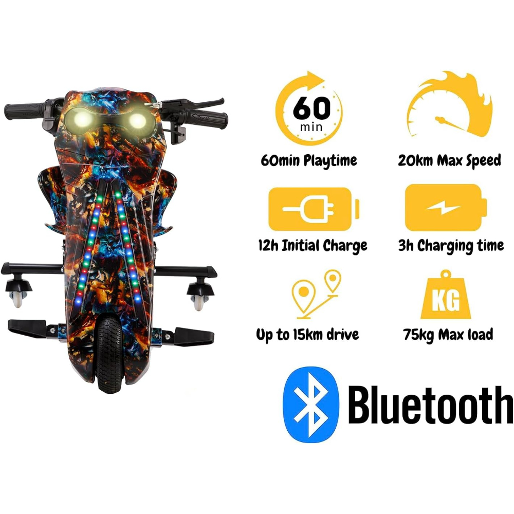MyToys 360° 36V Electric Drift Scooter – Bluetooth Music, LED Lights, High-Speed Fun for Kids & Adults