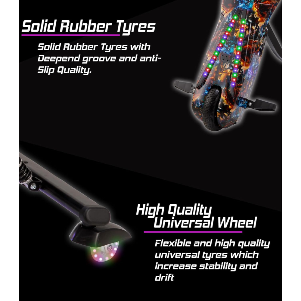 MyToys 360° 36V Electric Drift Scooter – Bluetooth Music, LED Lights, High-Speed Fun for Kids & Adults
