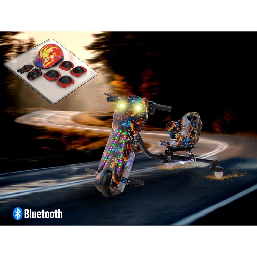 MyToys 360° 36V Electric Drift Scooter – Bluetooth Music, LED Lights, High-Speed Fun for Kids & Adults