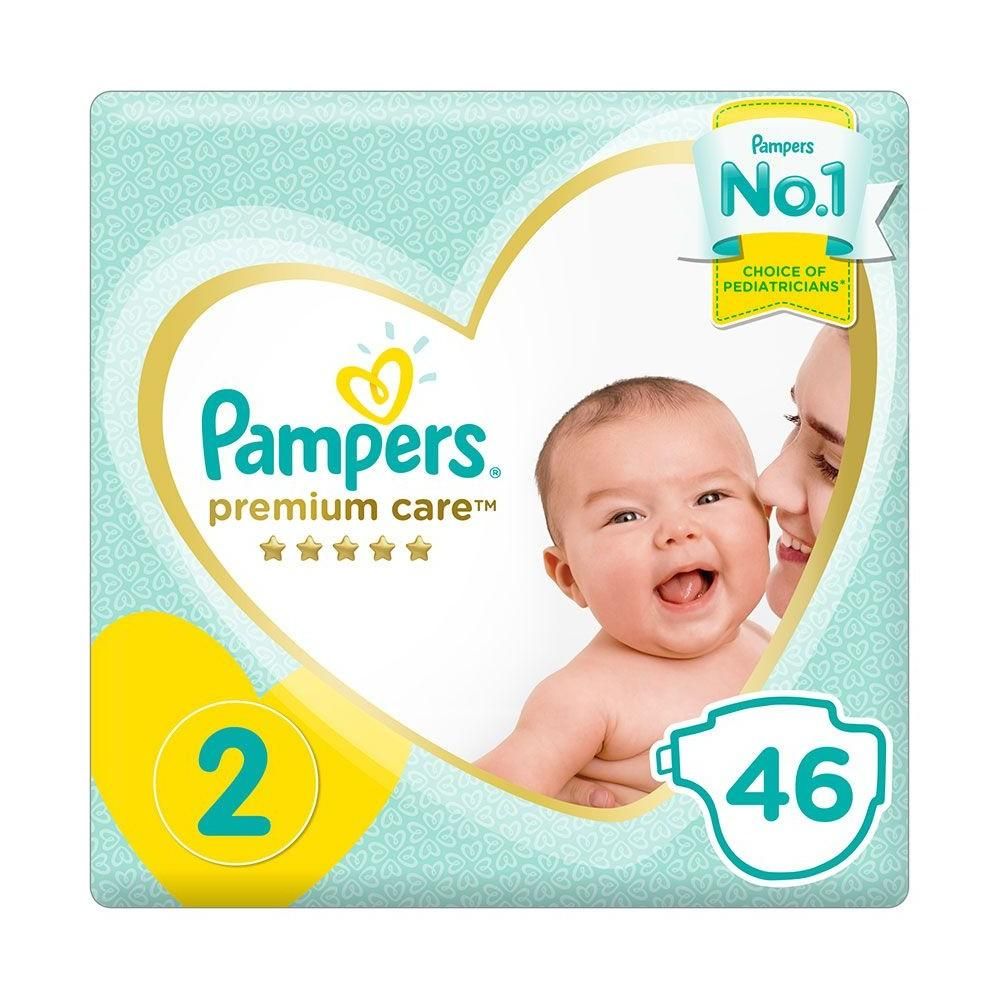 Pampers - Premium Care Diapers, Size 2, Mini, 3-8 Kg, Mid Pack - 46 Pcs ...